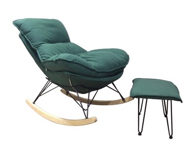 Flotti Leticia Living Room Rocking Chair with Ottoman (Orange, Grey, Green, Dark Green)