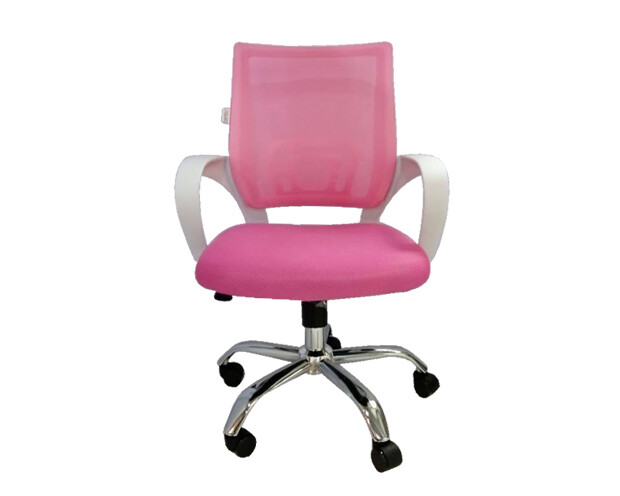 Ofix Deluxe-5 Mid Back Mesh Chair (White+Pink)