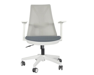 (Sale) Ofix Korean-109 Mid Back Mesh Chair (Blue-Grey) (Seat Cover Crack/Scratch/Dent)