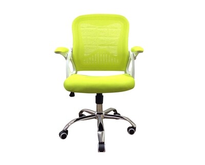 (Sale) Ofix Deluxe-12 Mid Back Mesh Chair (Yellow Green) (Backrest Mesh Torn/Light Dirt)