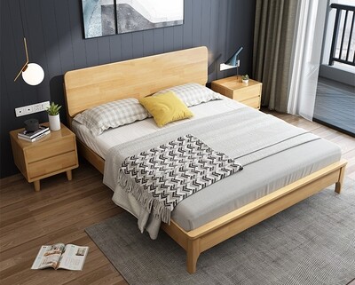 Flotti Solid Wood Bed Base (Double, Queen & King) (Side Drawers Are Not Included)