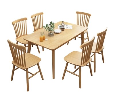 Ofix Solid Wood Dining Set (Dining Table+4 Dining Chair) (130*80)