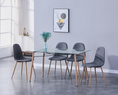 Ofix Eloise Dining Set (130*70) (Grey) (4-6 Seater)