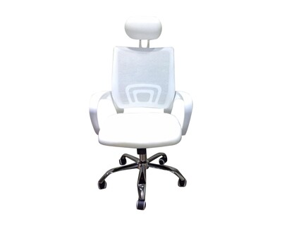 (Sale) Ofix Deluxe-5HW High Back Mesh Chair (White) (Backrest Mesh Torn)