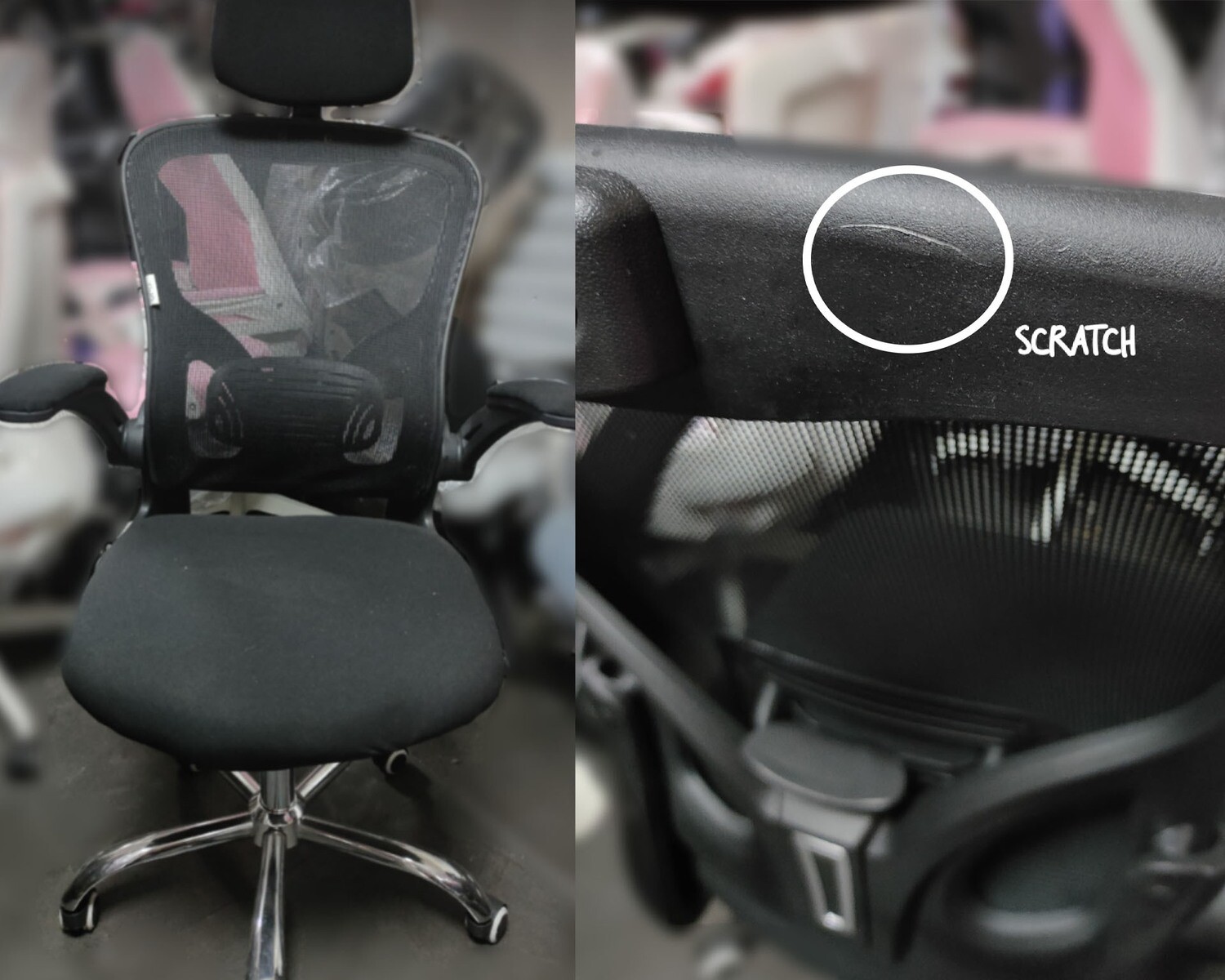 (Sale) Ofix Premium-31 Mesh Chair (Black) (Backrest Scratches)