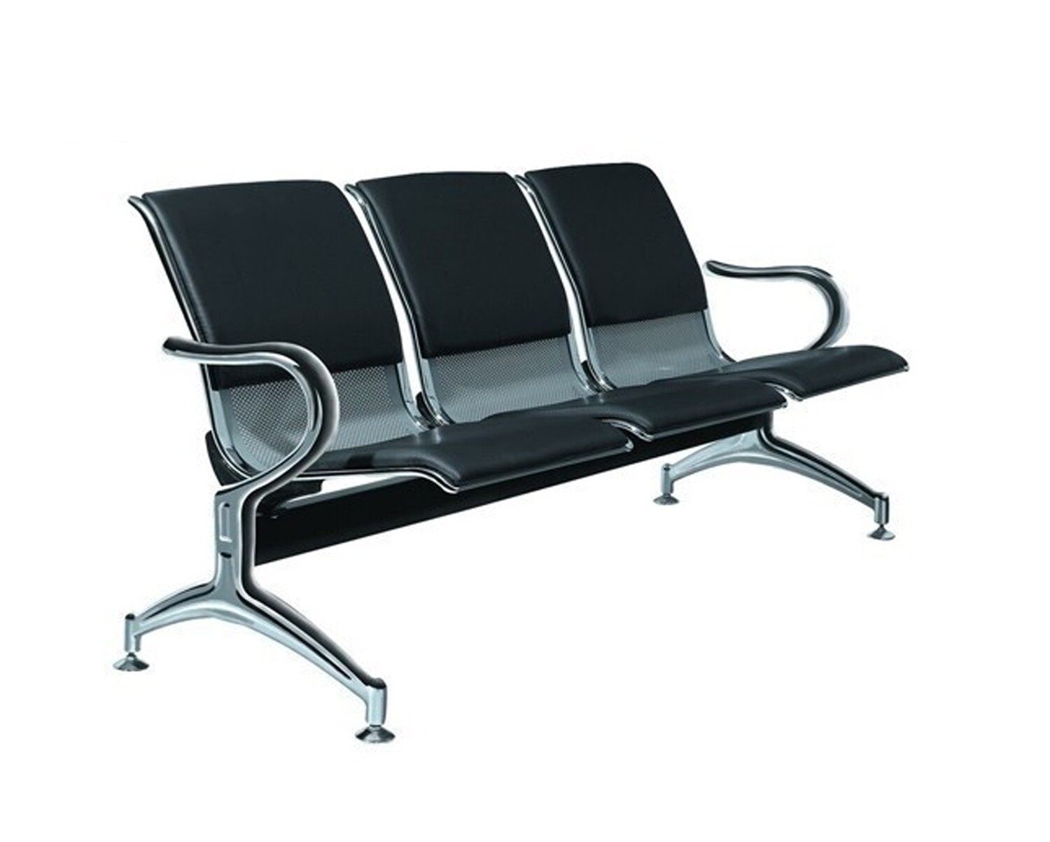 OFIX 3-Seater / 4-Seater PU Airport Gang Chair (Black)
