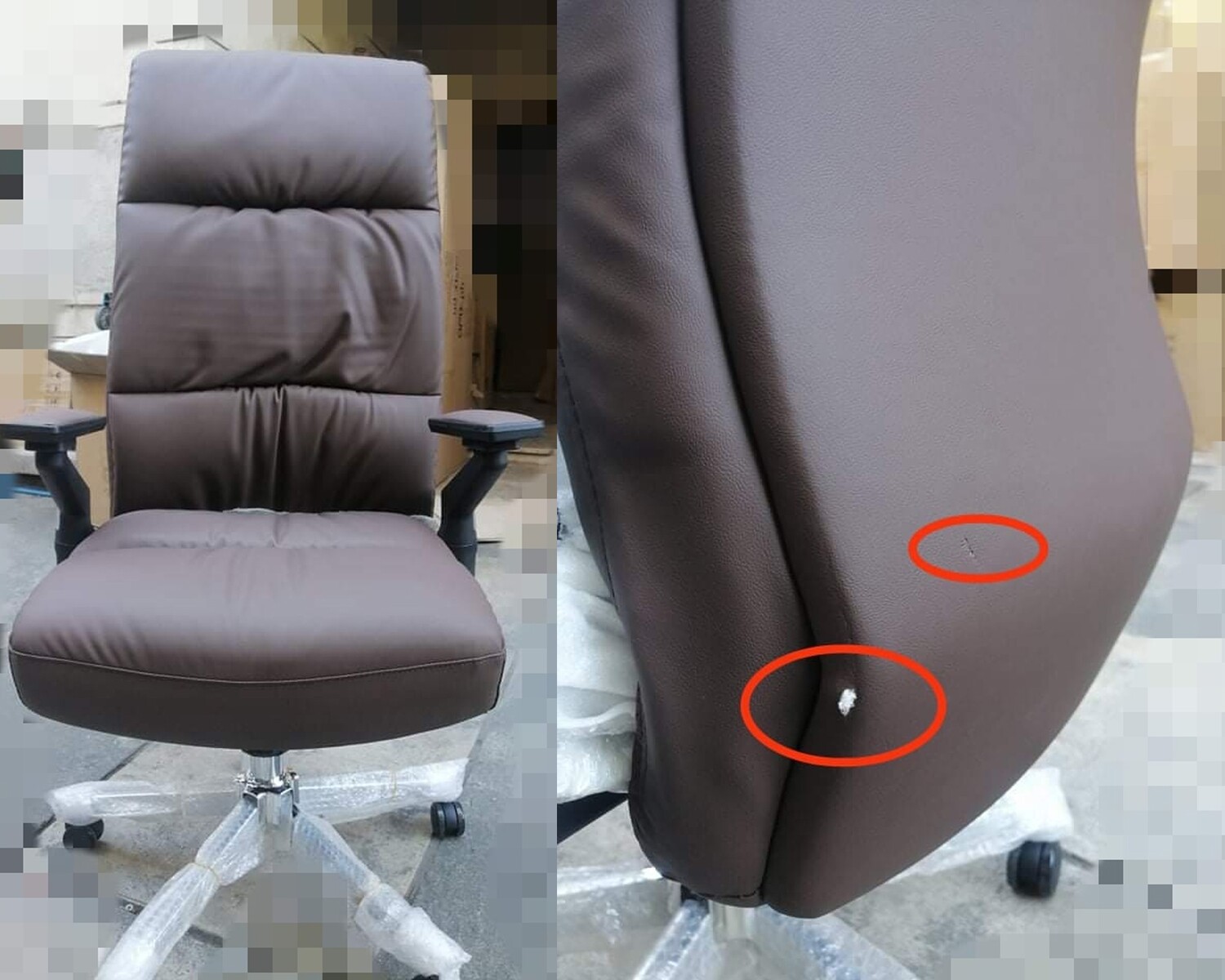 (Sale) Ofix Premium 22 High Back PU Chair (Brown) (Torn & Scratch)
