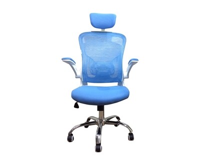 (Sale) Ofix Premium-31 High Back Mesh Chair (Blue+White) (Dirt and No Headrest)