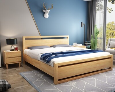 Flotti Kamilla Solid Thailand Rubberwood Bed Frame (Queen, King) (Side Drawers Are Not Included)