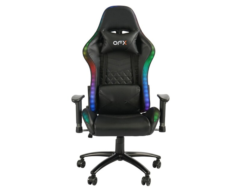 OFX Omri Diamond Pattern w/ RGB Motion Illuminated Gaming Chair (Black), Color: OFX Omri RGB (Black)