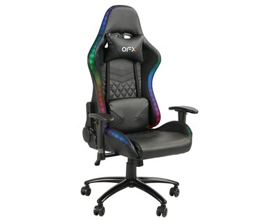 OFX Omri Diamond Pattern w/ RGB Motion Illuminated Gaming Chair (Black)