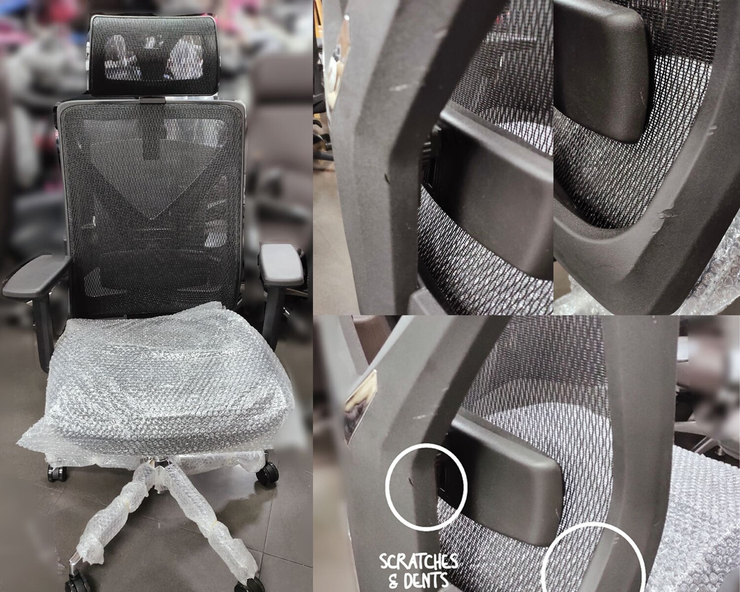 (Sale) Ofix Korean-D20 Ergonomic Office Chair w/ Seat Slide (Black) (Backrest Scratches & Dents)