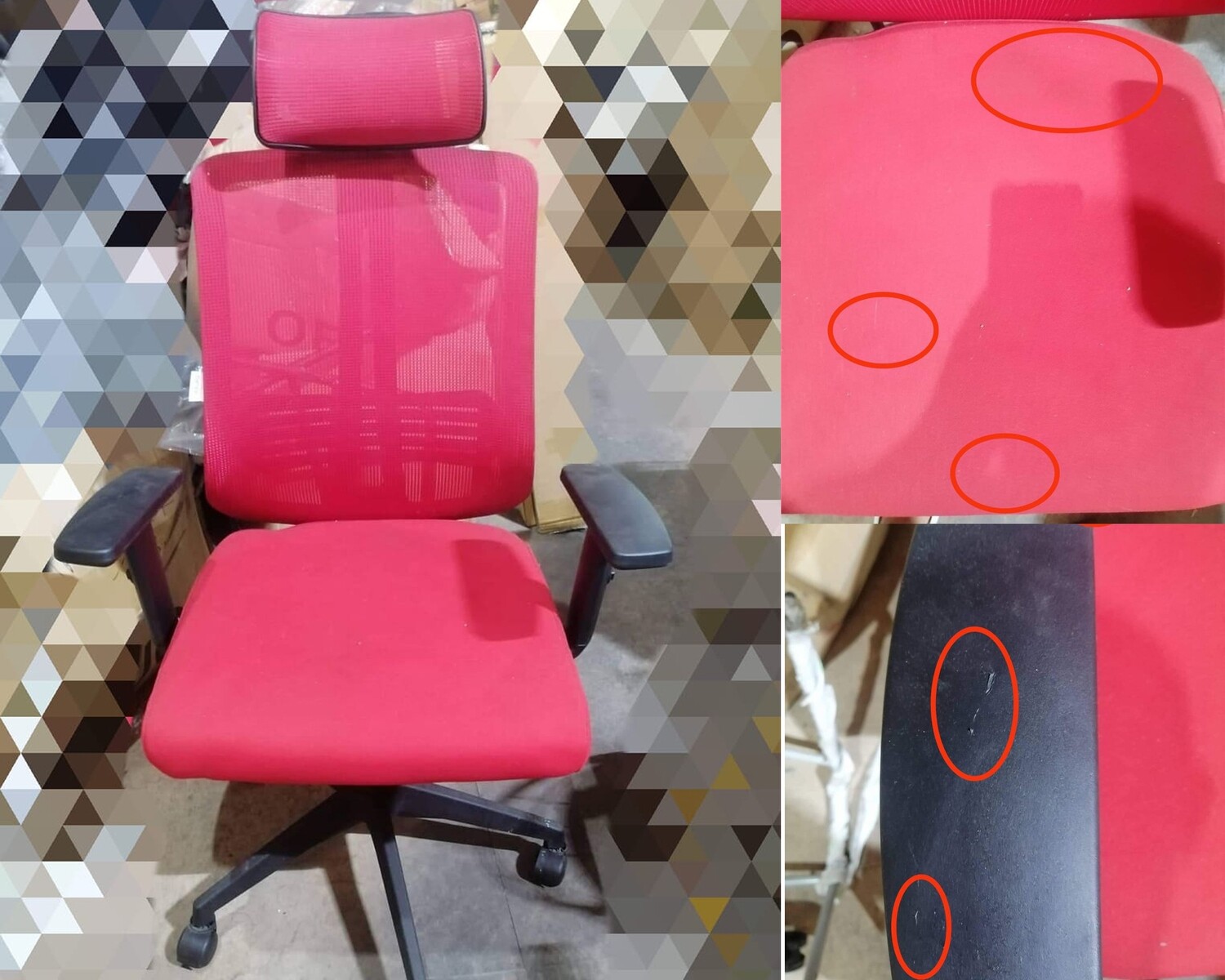 (Sale) Ofix Korean-102J High Back Mesh Chair (Red-(Slightly Dirty and Scratches) (Black-Light Scratches)