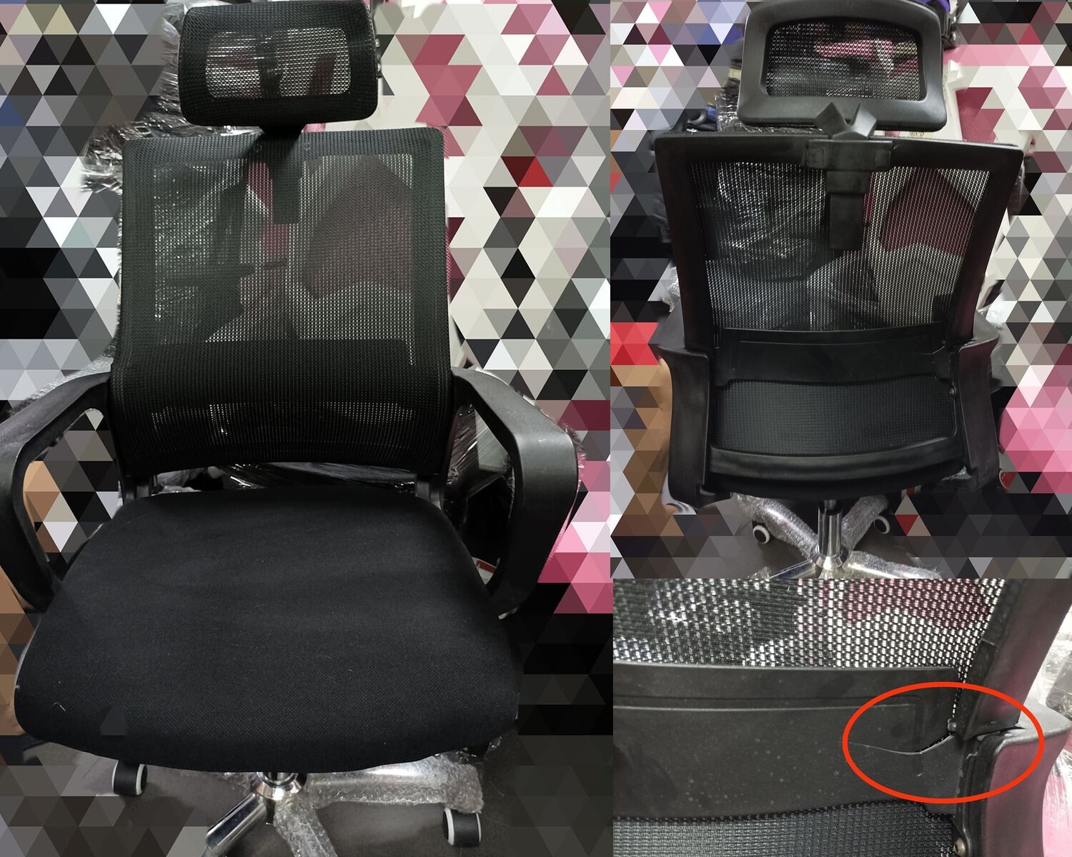 (Sale) Ofix Deluxe-45 High Back Mesh Chair (Black) (Broken Lumbar Support)