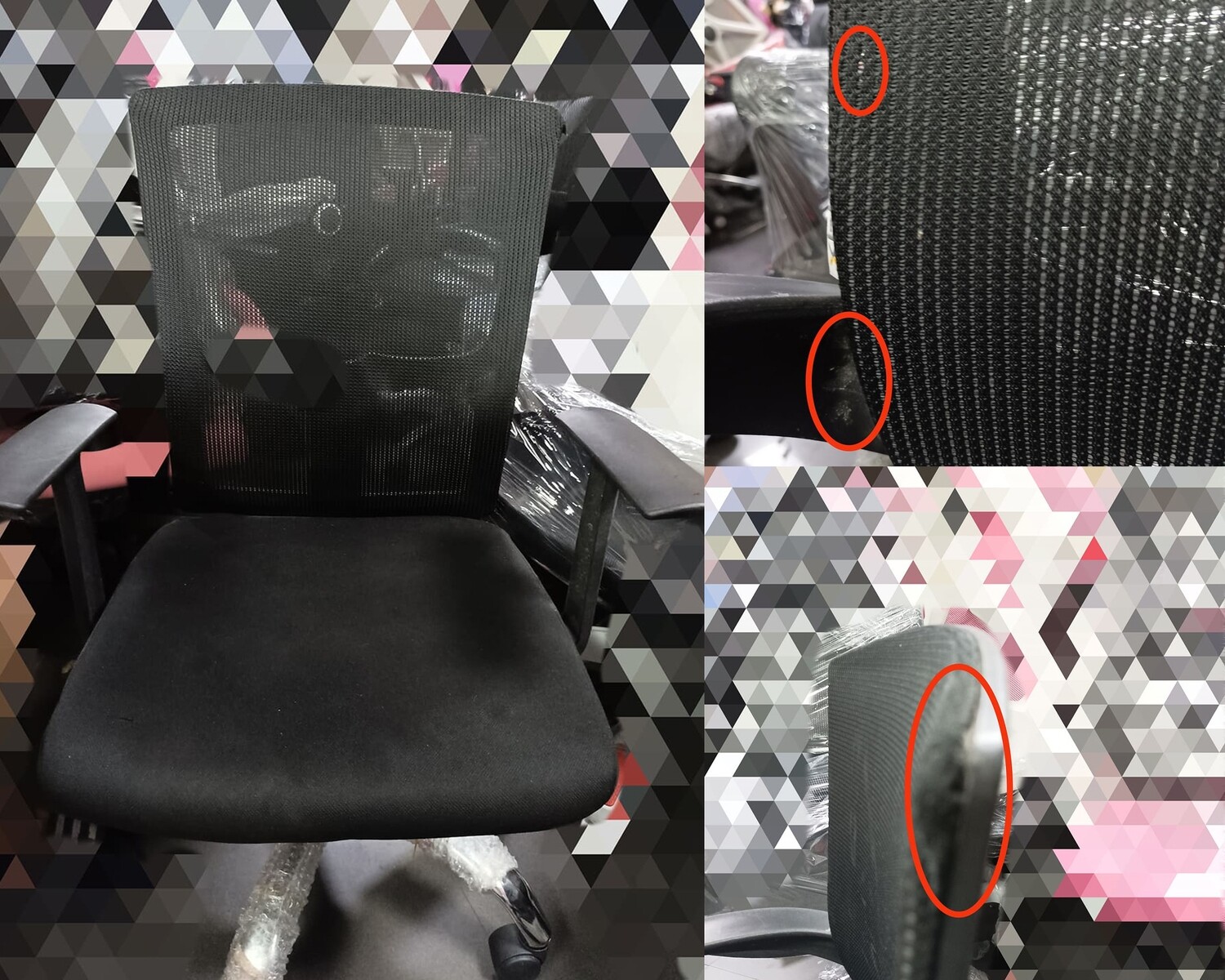 (Sale) Ofix Korean-10 Mid Back Mesh Chair (Black) (Torn & Scratches)