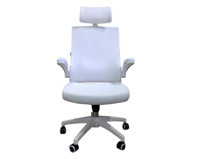(Sale) Ofix Deluxe-31H High Back Mesh Office Chair (White) (Armrest Holes)