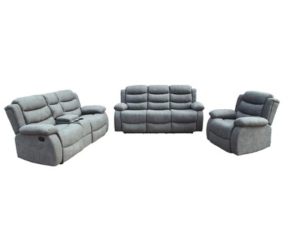 Flotti Chantria 1-Seater/ Love Seat/ 3-Seater with Drop-down Table Manual Recliner (Grey)
