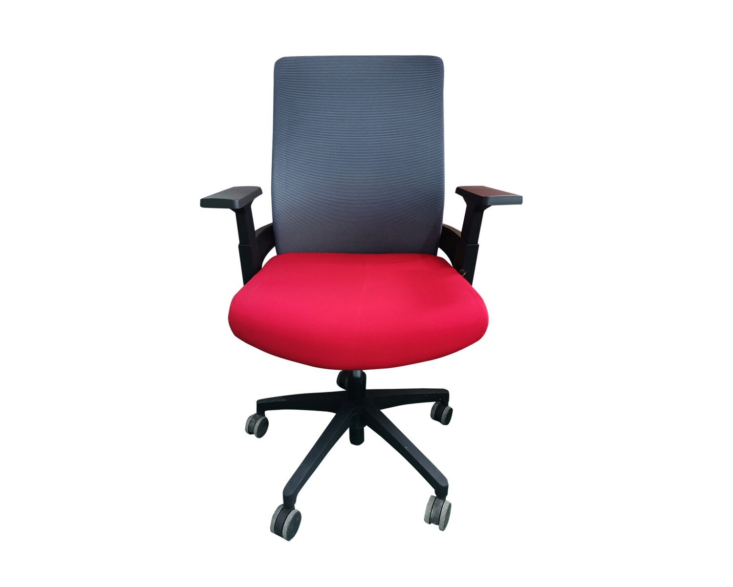 Ofix Deluxe-F11/F10 Mid Back/High Back Fabric Chair (Grey-Red)/(Black, Red)