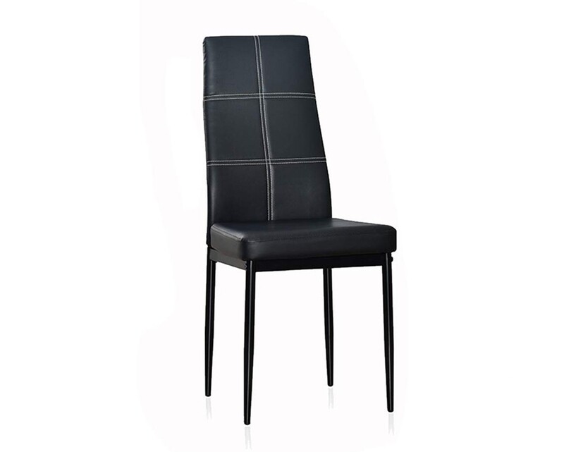 Ofix Liana PU Leather Seat Metal Leg Dining Chair (Black), Option: Liana Dining Chair (PU Black)