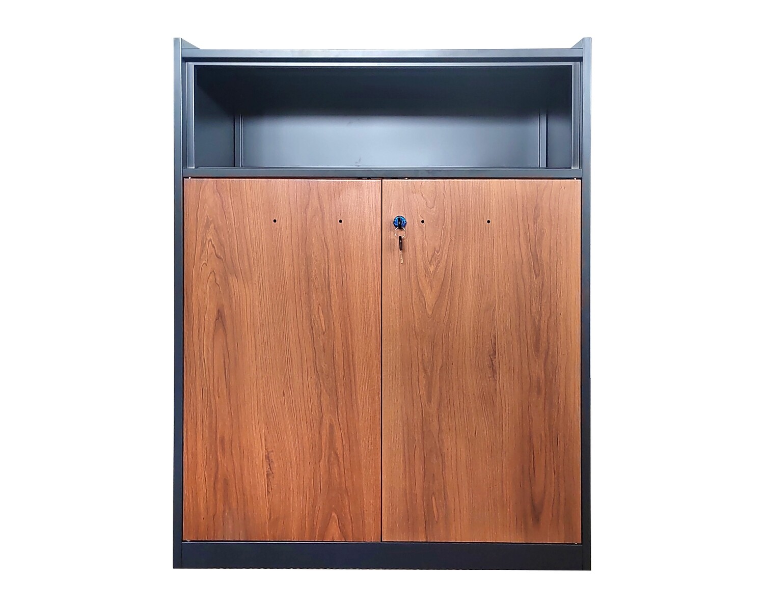 Ofix 2-Layer Swing & Open Shelf Steel Cabinet (Walnut)