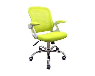 (Sale) Ofix Deluxe-12 Mid Back Mesh Chair (Yellow Green/ Backrest Mesh Torn/Light Dirt)