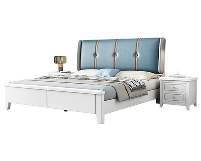 Flotti Lois Solid Wood Bed Frame (Double, Queen & King) (Side Drawers Are Not Included)