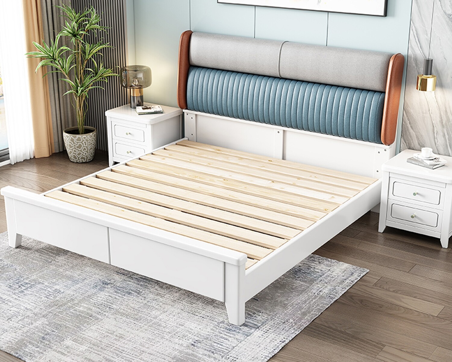 Flotti Dorcas Solid Thailand Rubberwood Bed Frame (Double, Queen & King) (Side Drawers Are Not Included)