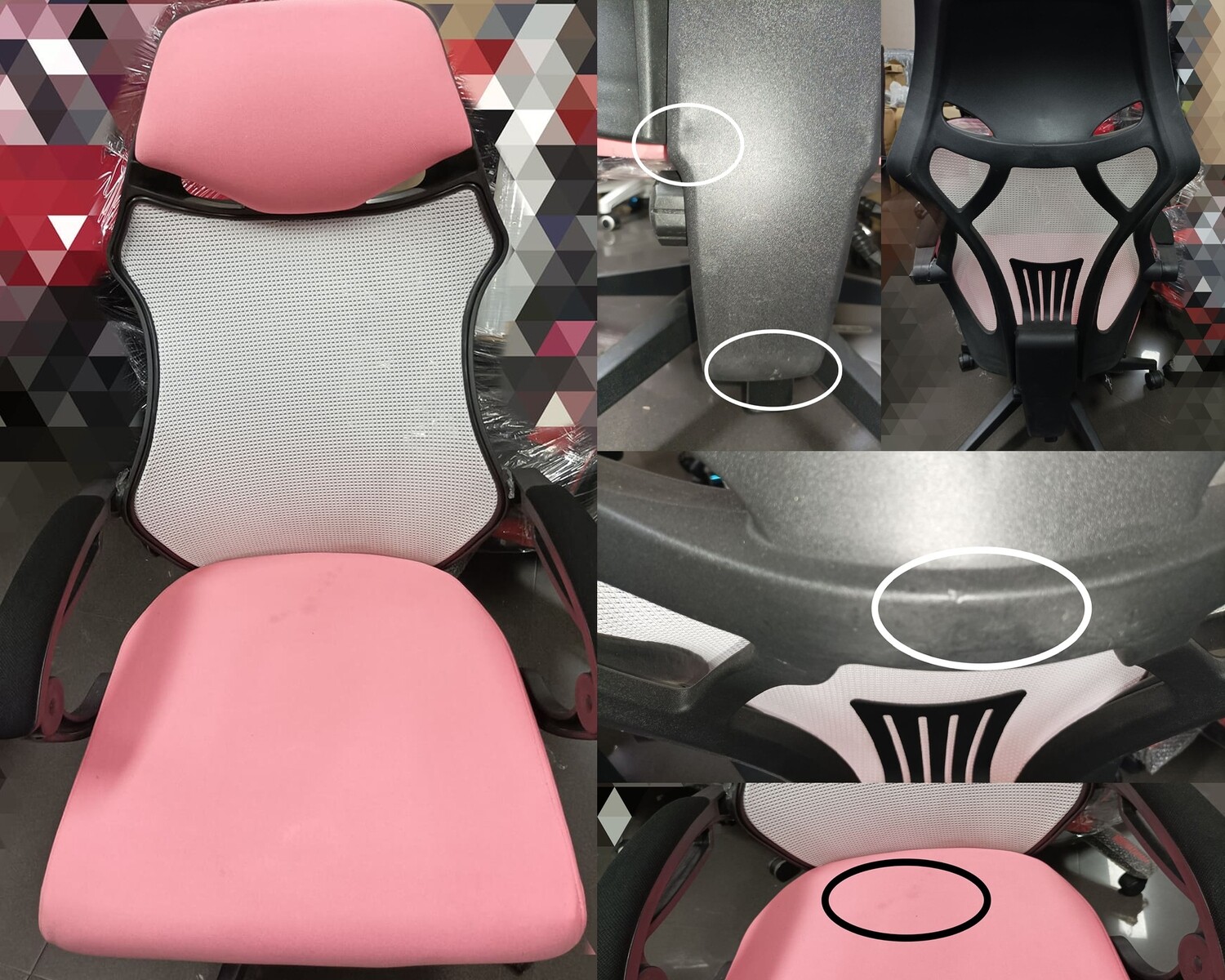 (Sale) OFX Gadiel Gaming Chair (Pink) (Light Stain/ Scratches & Diff. Armrest)