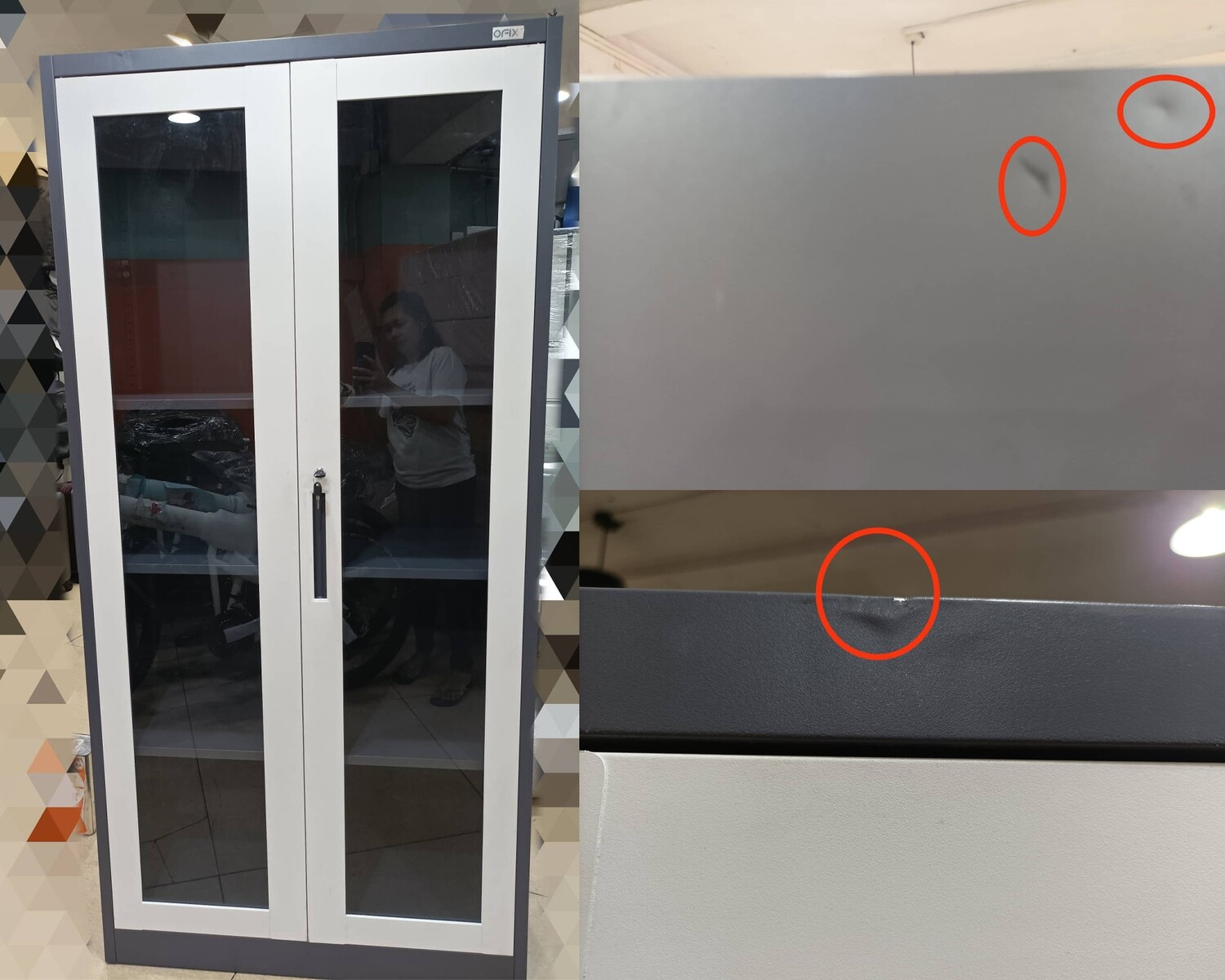 (Sale) Ofix 5-Layer Glass Swing Door Steel Cabinet (Deform-Top panel & Back panel)