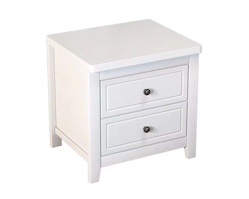 Ofix Wane Solid Thailand Rubberwood Bed Side Table (with Drawers) (White), Model: Wane Solid Wood Bed Side Table (with Drawers) (White)