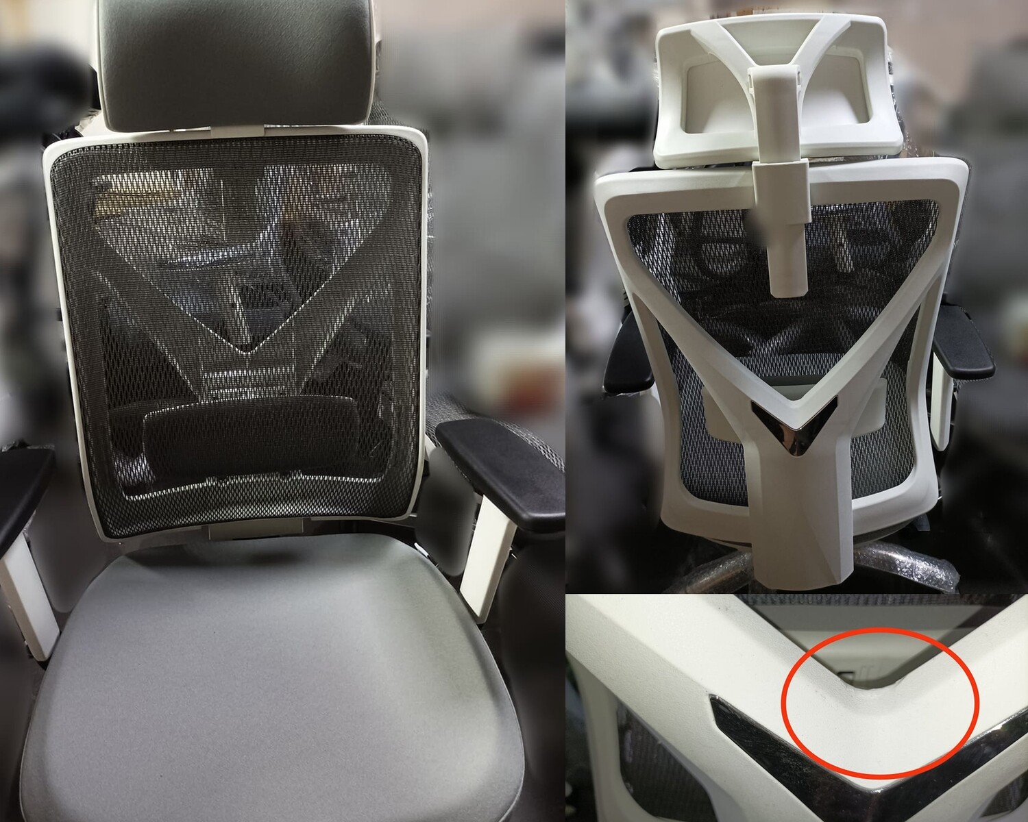 (Sale) Ofix Korean-D20 Ergonomic Office Chair w/ Seat Slide ((White+Grey)) (Scracthes)