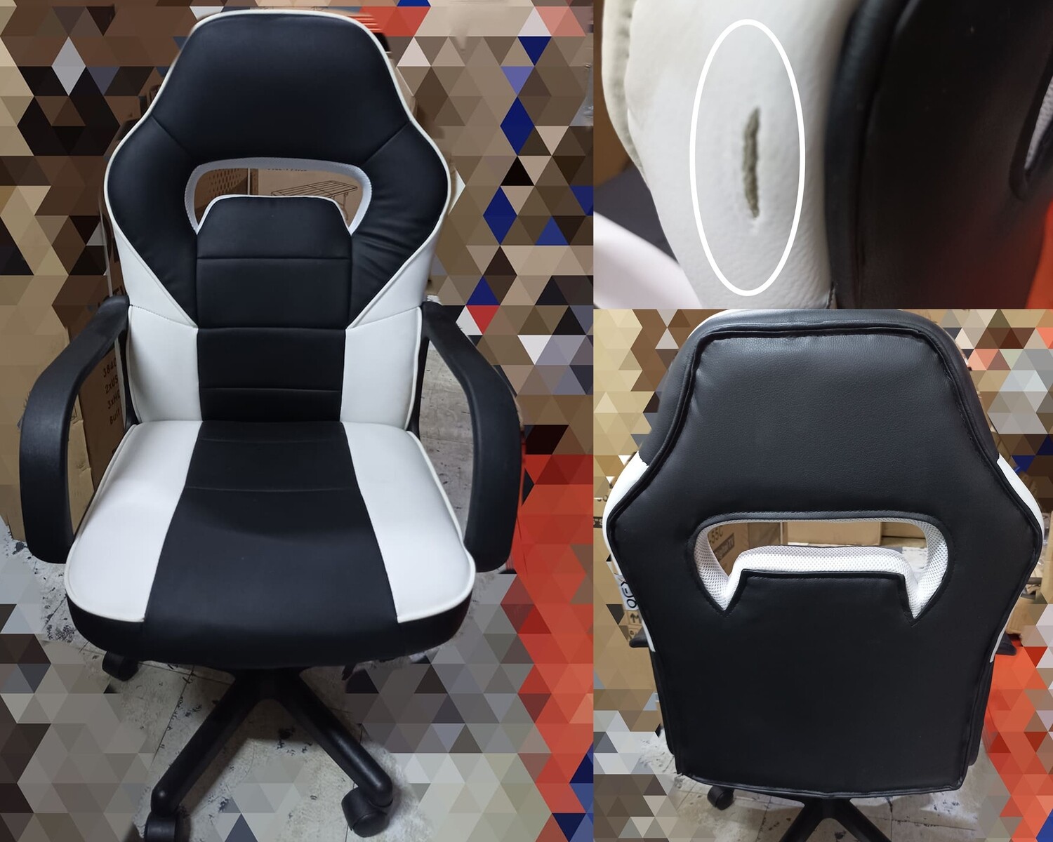 (Sale) OFX Koufax PU Gaming Chair (Black+White) (Backrest Torn)