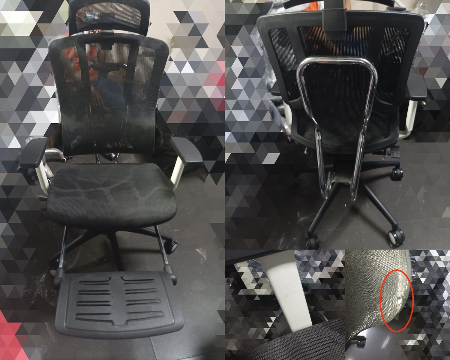 (Sale) Ofix Deluxe-Z87 High Back All Mesh Chair With Footrest (Black) (Scratches and Torn)