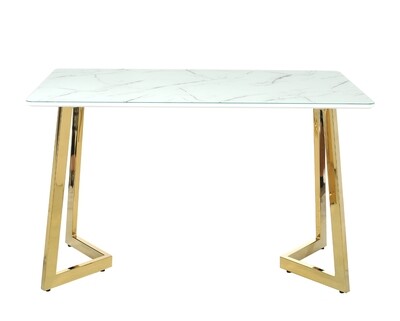 Ofix Scarlet Dining Table (4 Seater) (120x70)  (White+Gold)