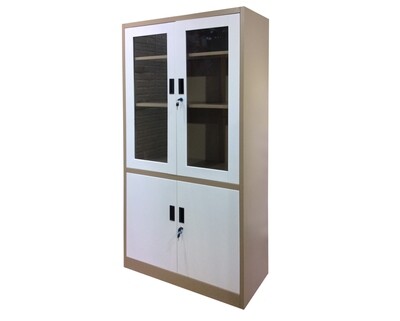 Ofix 5-Layer Glass & Metal Swing Door Steel Cabinet