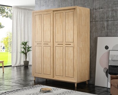 Ofix Xyla Solid Wood 2-Door Wardrobe (160*60-Sliding Door)
