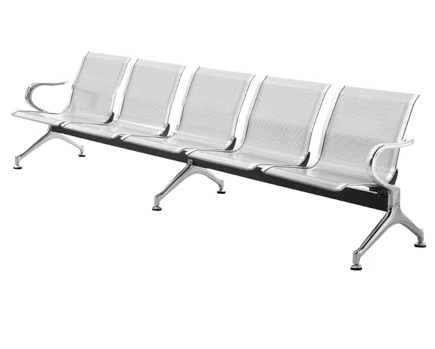 OFIX 5-Seater Airport Gang Chair  (Silver)