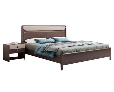Flotti Mandra Solid Wood Bed Frame w/ Storage (Queen, King) (Side Drawers Are Not Included)