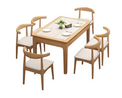 Ofix Cameron Solid Thailand Rubberwood Dining Set (Dining Table+4 Dining Chair, 6 Dining Chair) (130*80)