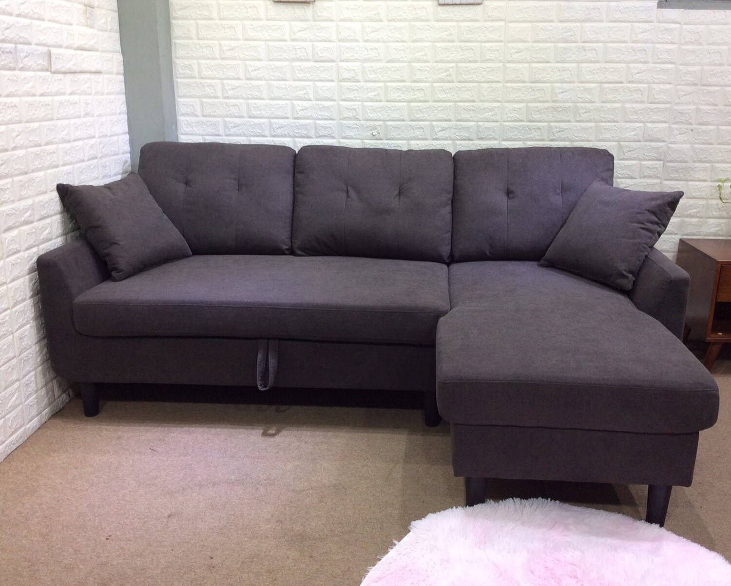 Flotti Lisanna L-Shape Sofa Bed (Dark Brown, Grey), Color:: Lissana (Dark Brown)
