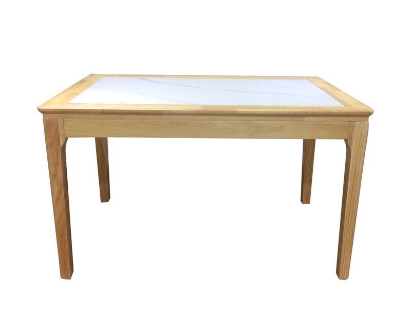 Ofix Cameron Solid Thailand Rubberwood Dining Table (130*80, 150*80) (Natural Wood+White)