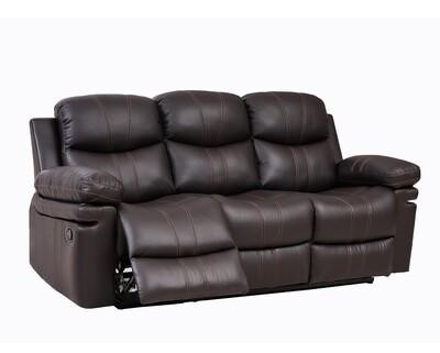 Flotti Amari 3-Seater Leather Gel Manual Recliner (Brown) Flotti Amari 3-Seater Leather Gel Manual Recliner (Brown)