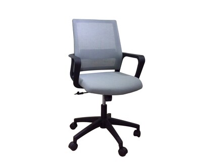 (Sale) Ofix Deluxe-8N Mid Back Mesh Chair (Grey) (Backrest Mesh Torn)