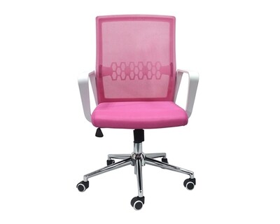 (Sale) Ofix Premium-33 Mid Back Mesh Chair (Pink-Torn/Scratches/Light Stains)