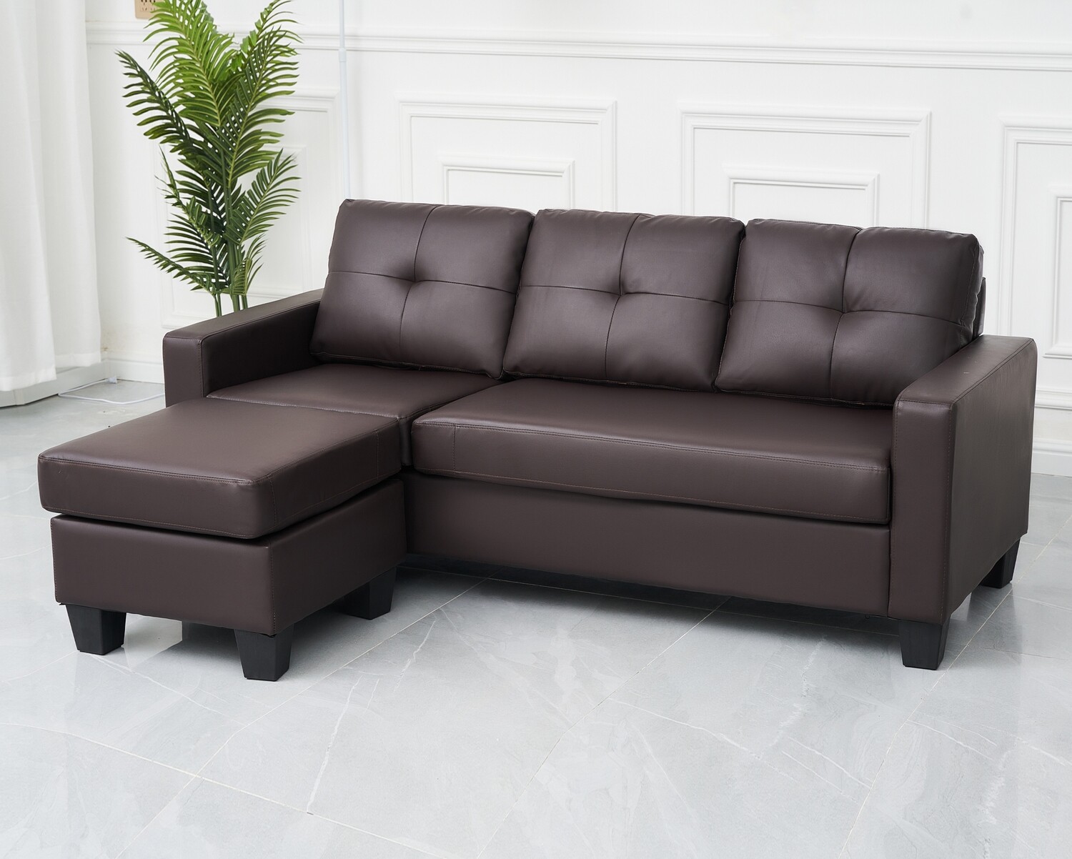 Flotti Savanna L-Shape Sofa (Black, Brown, Beige), Color:: Savanna L-Shape Sofa Brown