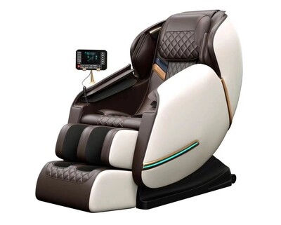 Flotti Apricot Kinetic Massage Chair Large LCD Touch Screen with SL Track Massage the Neck to the Legs Calf Warm Compress Three Level Foot Massage Zero Gravity