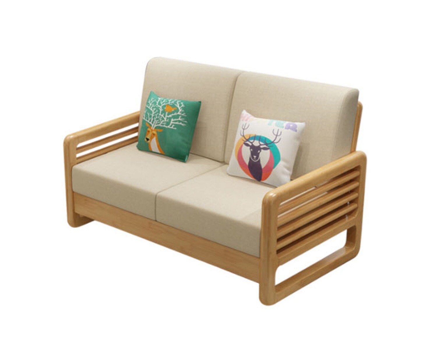Flotti Windsor V2 Solid Thailand Rubberwood Sala Set (Sofa 2-3 Seater, Small Tea Table, Coffee Table), 2-Seater: Windsor (V2) 2-Seater Sofa