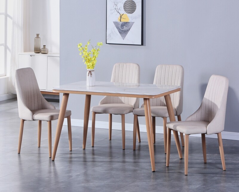 Ofix Clarette Dining Set (120*70, 140*80) (4, 6 Seater) (Beige) Ofix Clarette Dining Set (120*70, 140*80) (4, 6 Seater) (Beige)