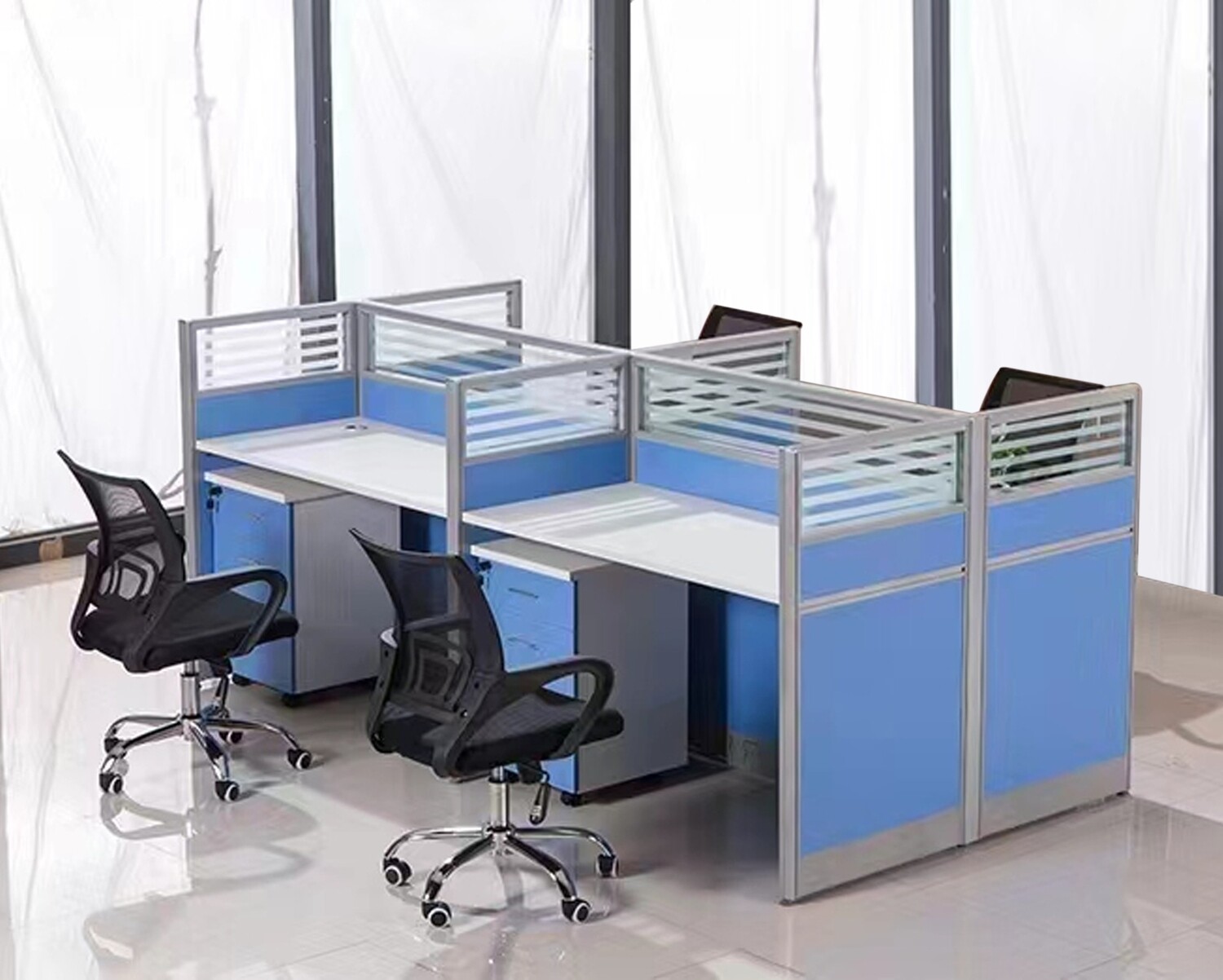 Ofix WS04 Workstation (4-Seaters) (240*120)  (Drawer is not Included) (Blue)