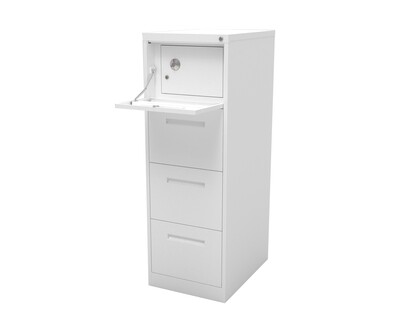 Ofix Vertical 4-Drawer with Safe Vault & Keys Manual-combination keylock Steel Filing Cabinet (White)